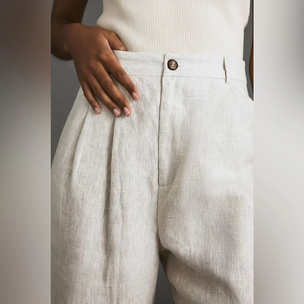 Reformation Light Beige Linen Pants